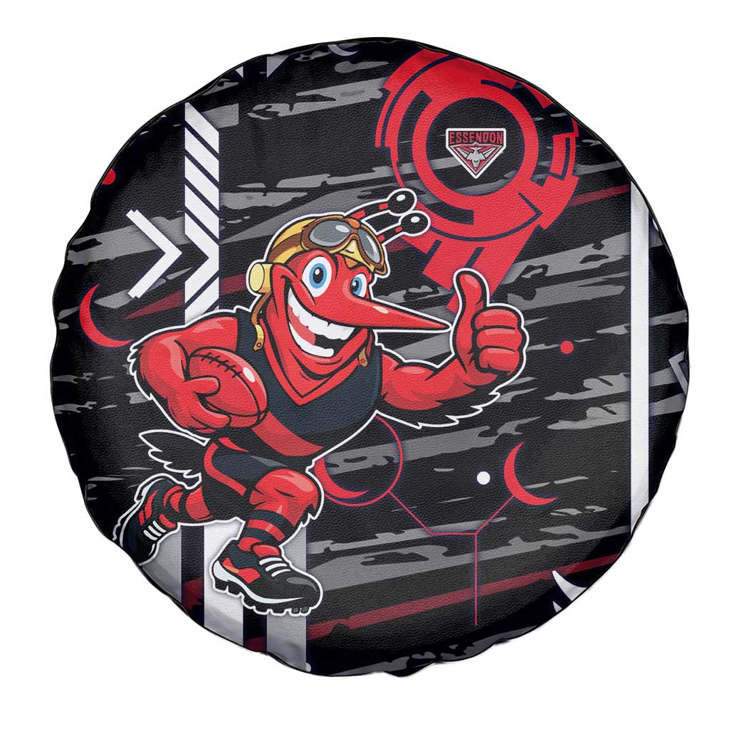 Essendon Football Club Spare Tire Cover Mascot Cartoon Football Illustration Style