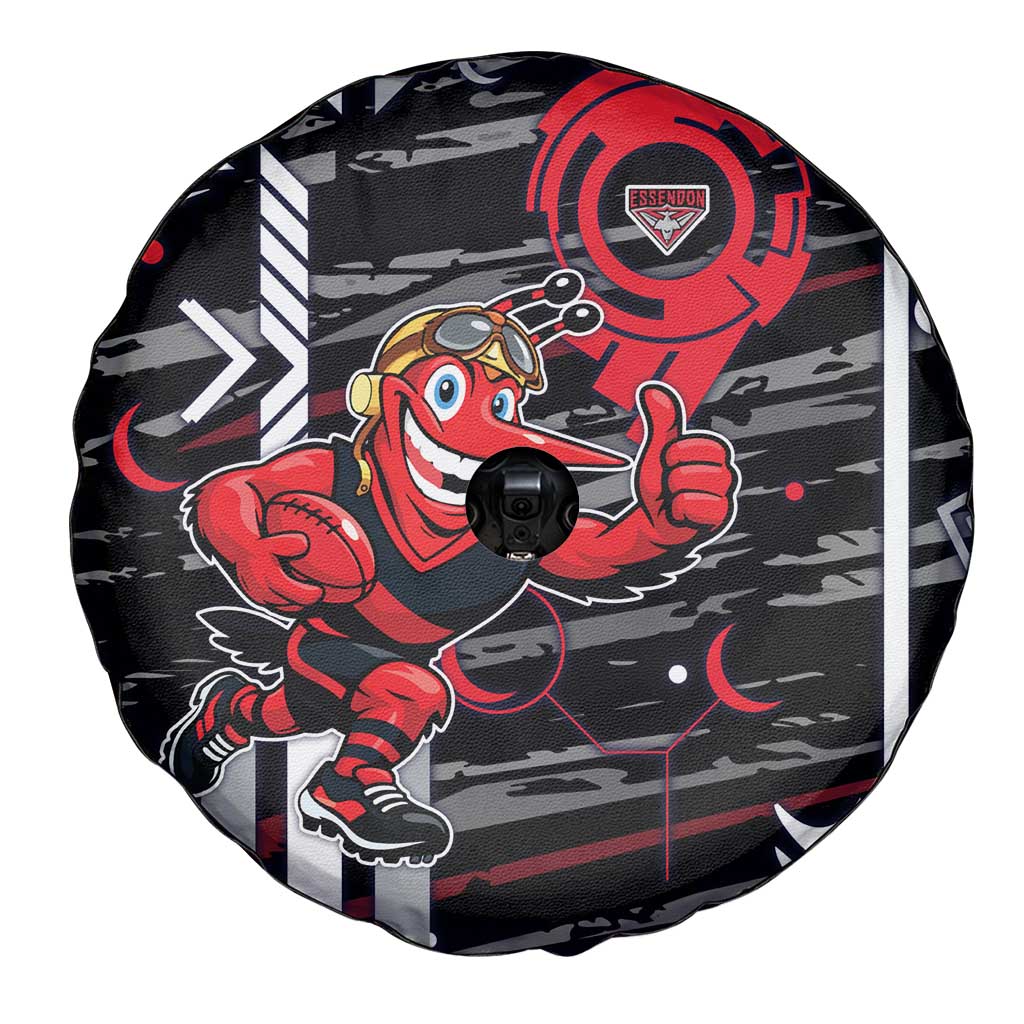 Essendon Football Club Spare Tire Cover Mascot Cartoon Football Illustration Style