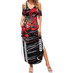 Essendon Football Club Summer Maxi Dress Mascot Cartoon Football Illustration Style