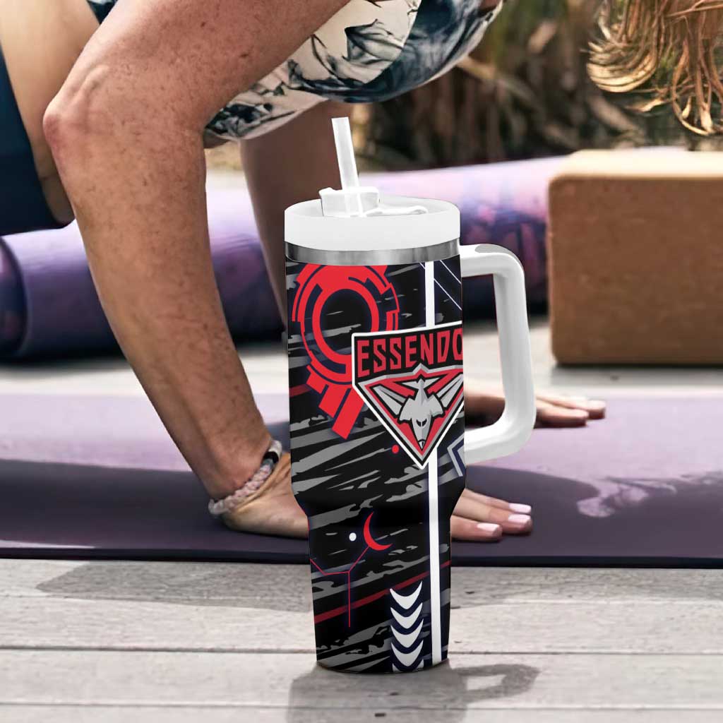 Essendon Football Club Tumbler With Handle Mascot Cartoon Football Illustration Style