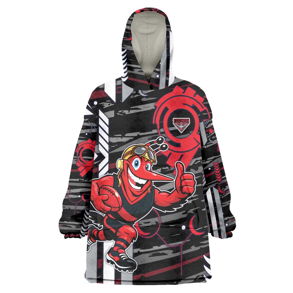 Essendon Football Club Wearable Blanket Hoodie Mascot Cartoon Football Illustration Style