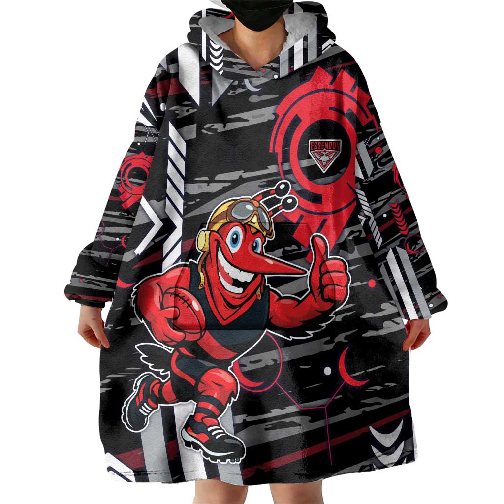 Essendon Football Club Wearable Blanket Hoodie Mascot Cartoon Football Illustration Style