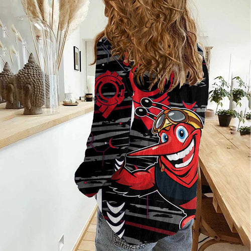 Essendon Football Club Women Casual Shirt Mascot Cartoon Football Illustration Style