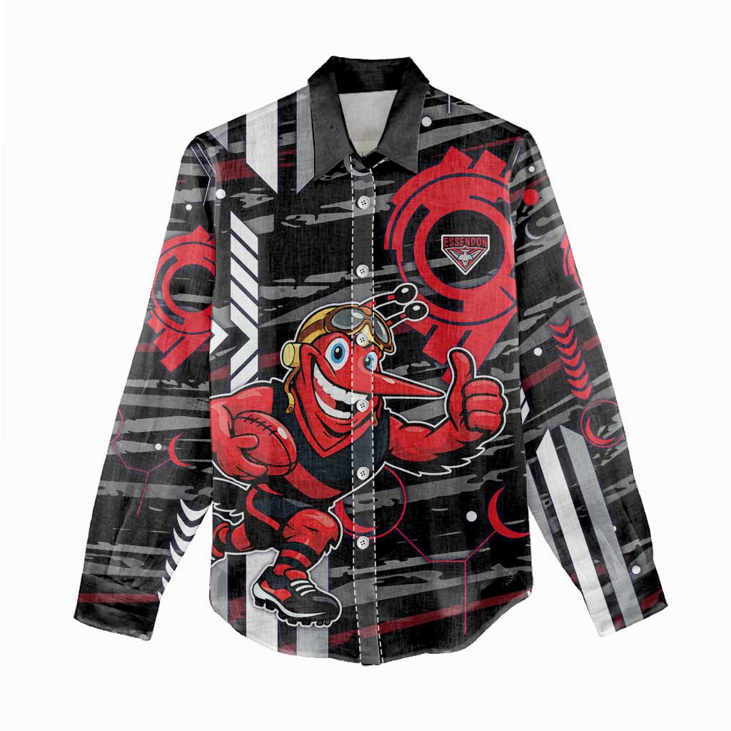 Essendon Football Club Women Casual Shirt Mascot Cartoon Football Illustration Style