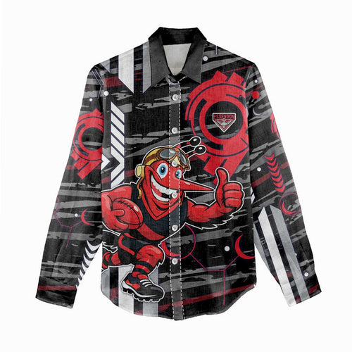 Essendon Football Club Women Casual Shirt Mascot Cartoon Football Illustration Style