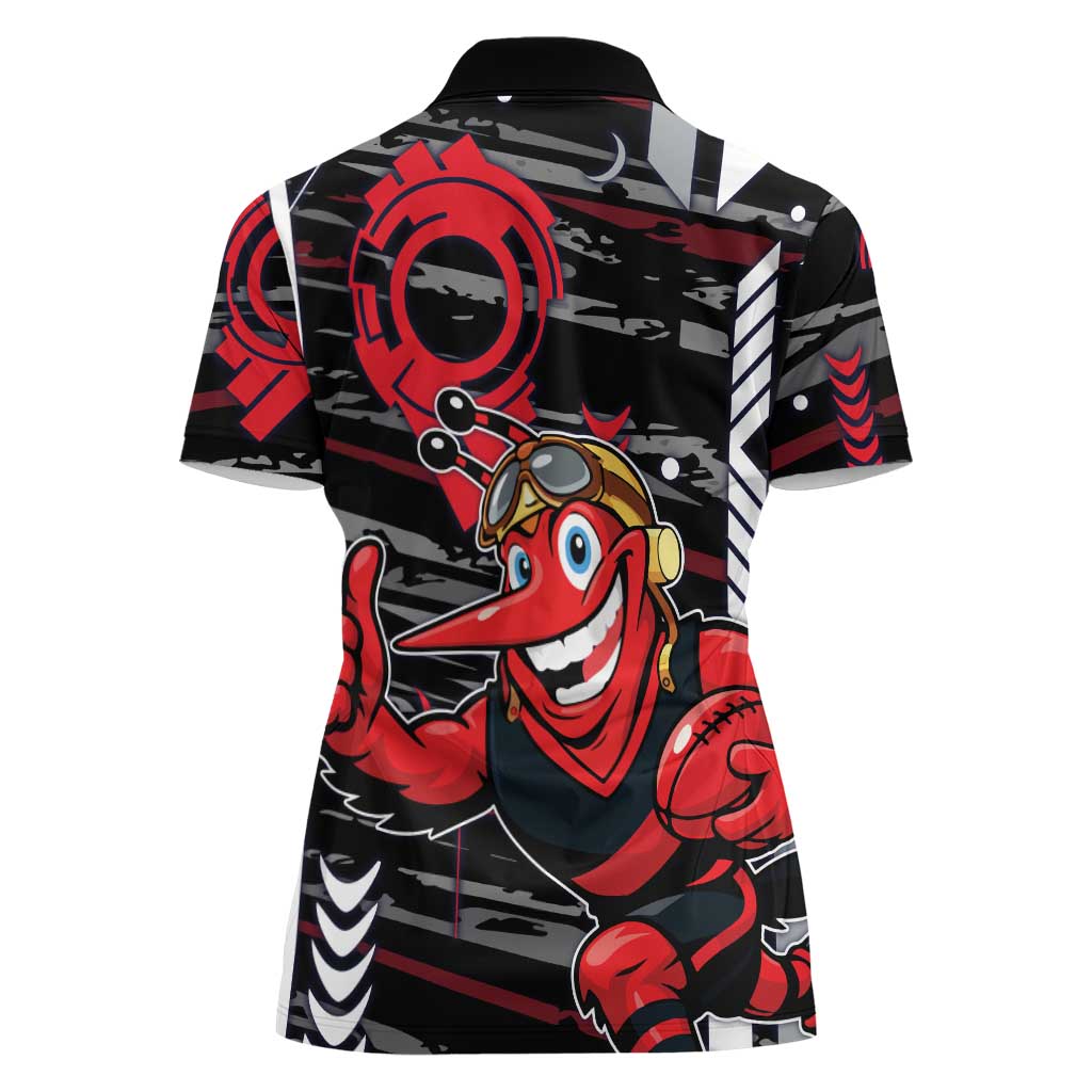Essendon Football Club Women Polo Shirt Mascot Cartoon Football Illustration Style