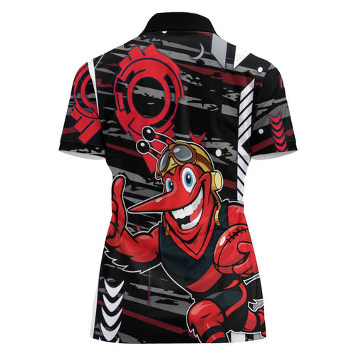 Essendon Football Club Women Polo Shirt Mascot Cartoon Football Illustration Style