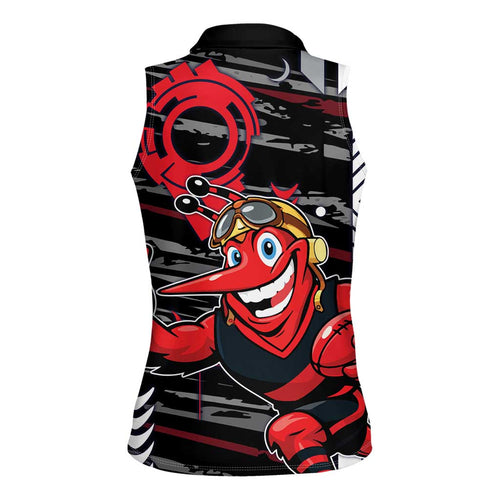Essendon Football Club Women Sleeveless Polo Shirt Mascot Cartoon Football Illustration Style