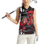 Essendon Football Club Women Sleeveless Polo Shirt Mascot Cartoon Football Illustration Style