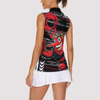 Essendon Football Club Women Sleeveless Polo Shirt Mascot Cartoon Football Illustration Style