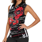 Essendon Football Club Women Sleeveless Polo Shirt Mascot Cartoon Football Illustration Style