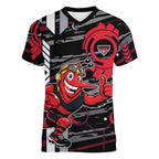 Essendon Football Club Women V-Neck T-Shirt Mascot Cartoon Football Illustration Style