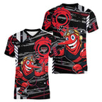 Essendon Football Club Women V-Neck T-Shirt Mascot Cartoon Football Illustration Style