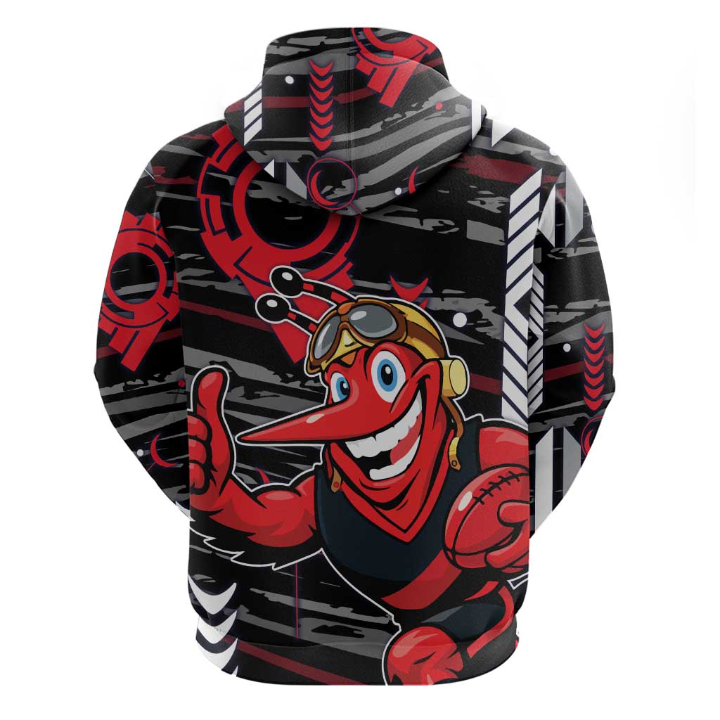 Essendon Football Club Zip Hoodie Mascot Cartoon Football Illustration Style