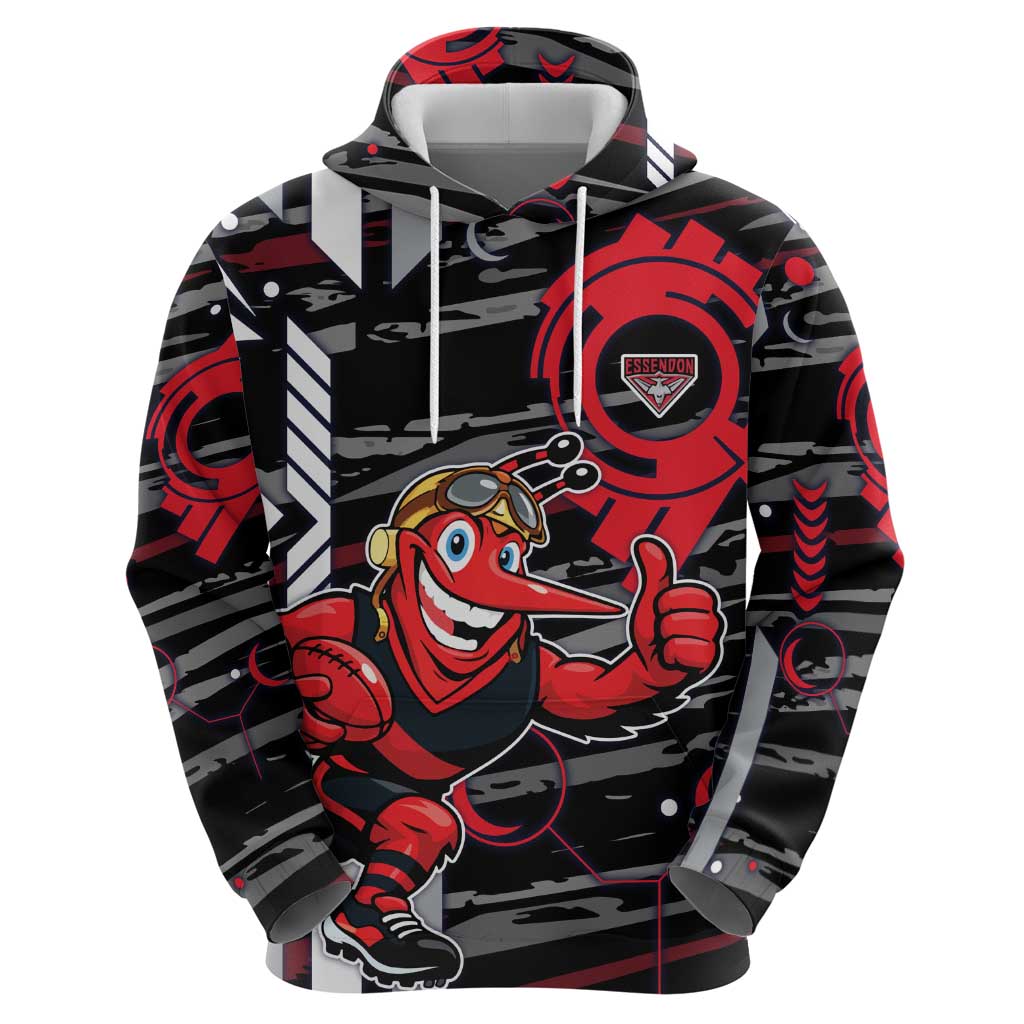 Essendon Football Club Zip Hoodie Mascot Cartoon Football Illustration Style