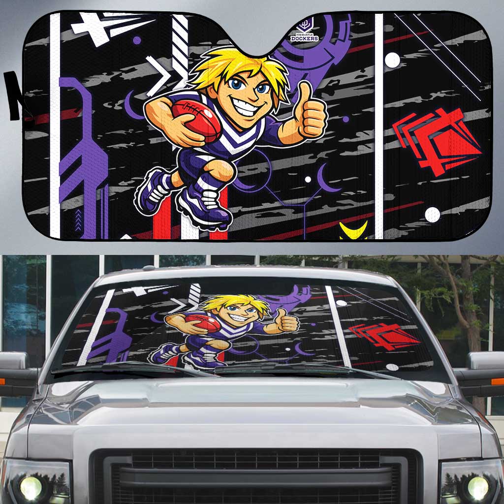 Fremantle Dockers Auto Sun Shade Mascot Cartoon Football Illustration Style