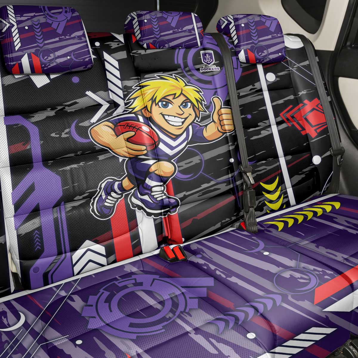 Fremantle Dockers Back Car Seat Cover Mascot Cartoon Football Illustration Style