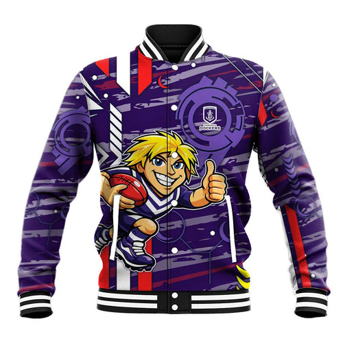 Fremantle Dockers Baseball Jacket Mascot Cartoon Football Illustration Style
