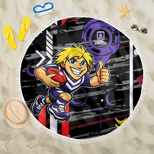 Fremantle Dockers Beach Blanket Mascot Cartoon Football Illustration Style