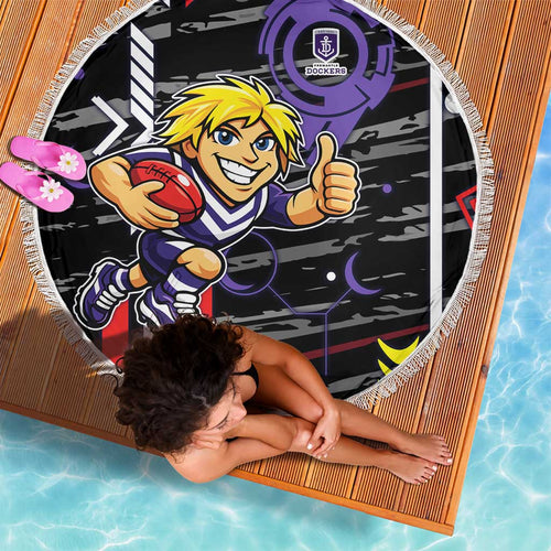 Fremantle Dockers Beach Blanket Mascot Cartoon Football Illustration Style