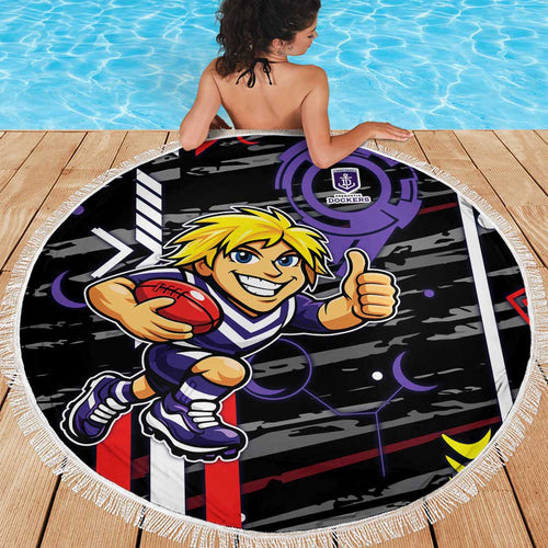 Fremantle Dockers Beach Blanket Mascot Cartoon Football Illustration Style