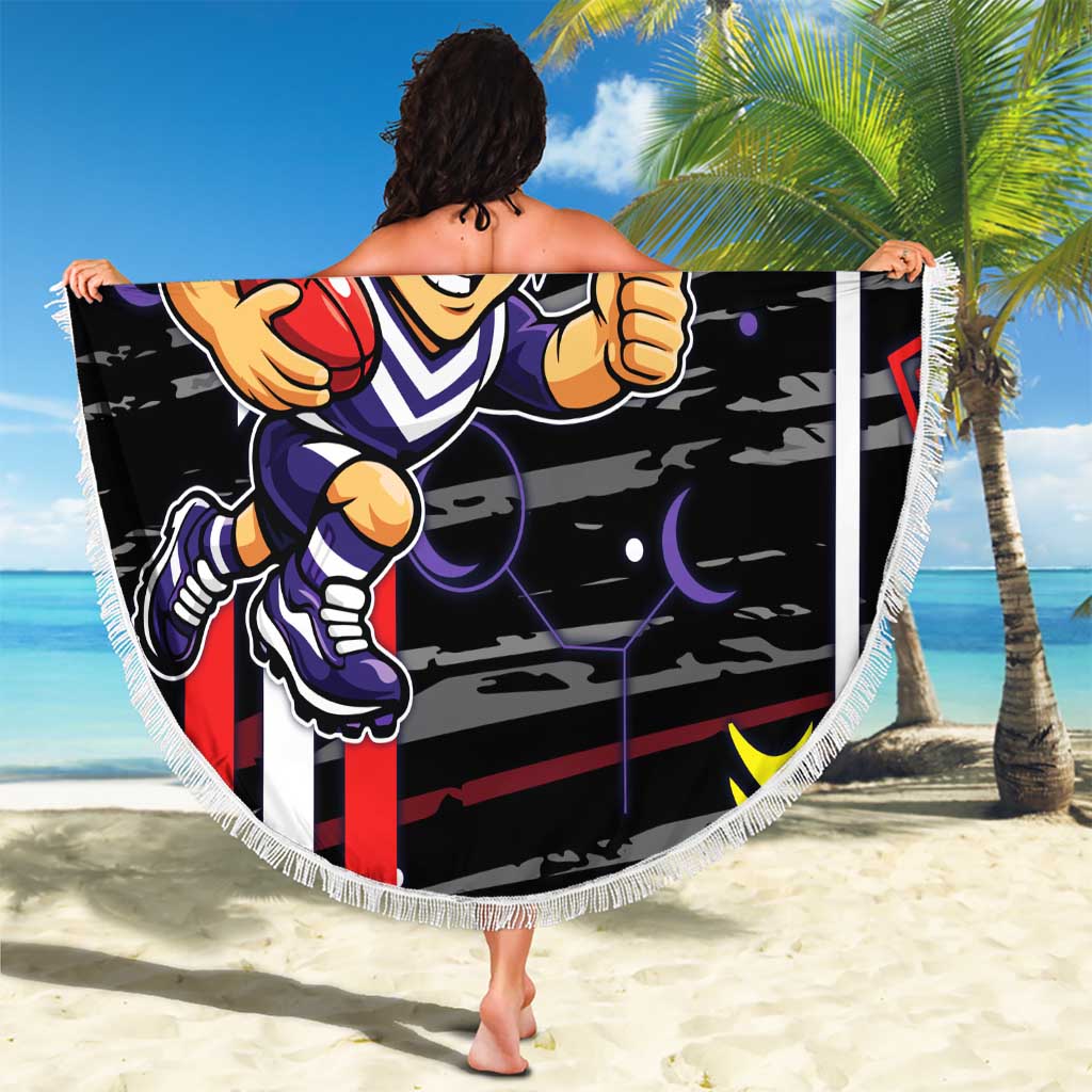 Fremantle Dockers Beach Blanket Mascot Cartoon Football Illustration Style