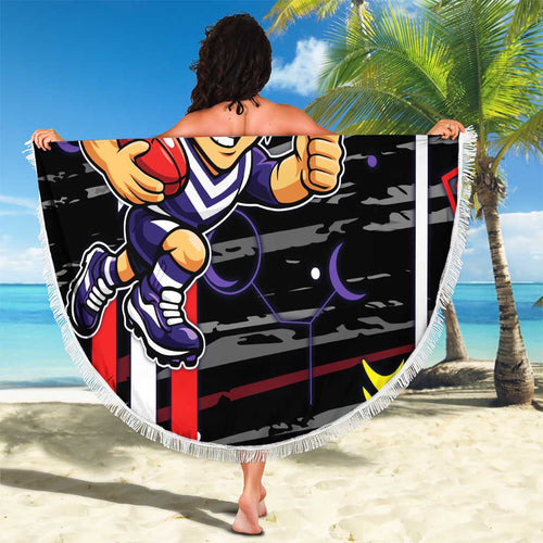 Fremantle Dockers Beach Blanket Mascot Cartoon Football Illustration Style