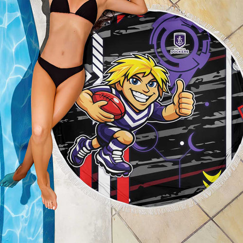 Fremantle Dockers Beach Blanket Mascot Cartoon Football Illustration Style