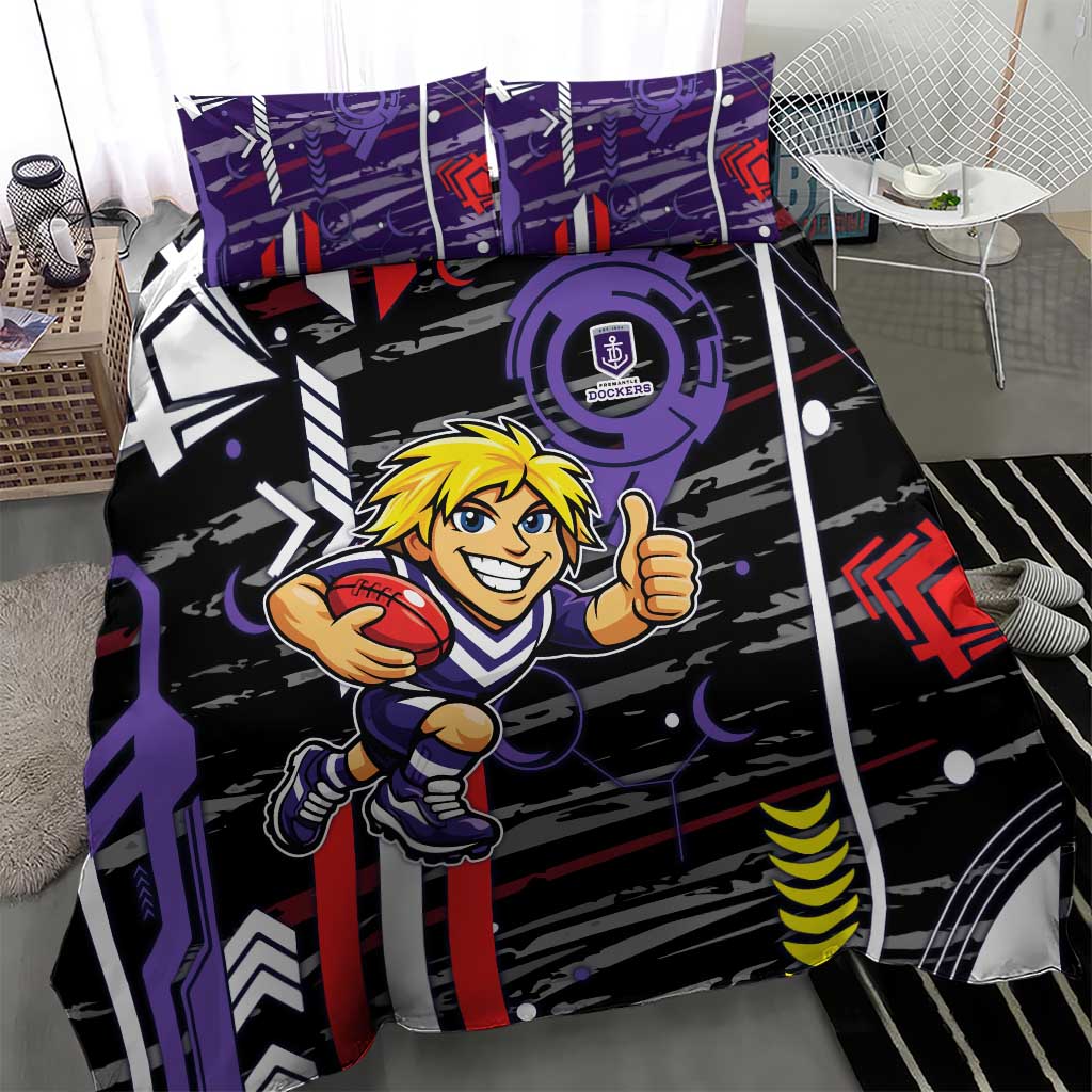 Fremantle Dockers Bedding Set Mascot Cartoon Football Illustration Style