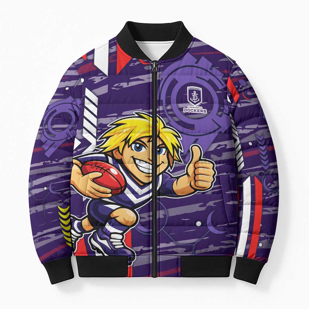 Fremantle Dockers Bomber Puffer Jacket Mascot Cartoon Football Illustration Style
