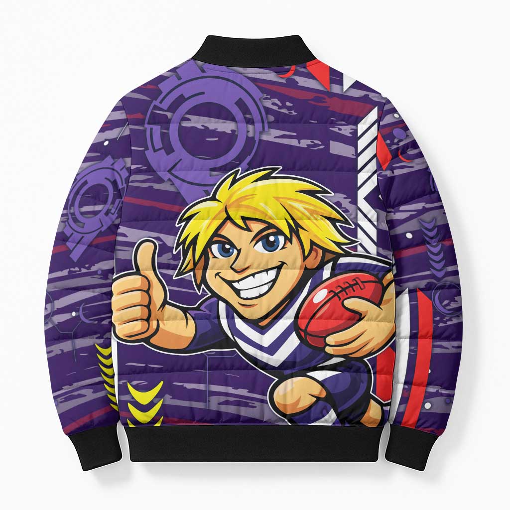 Fremantle Dockers Bomber Puffer Jacket Mascot Cartoon Football Illustration Style