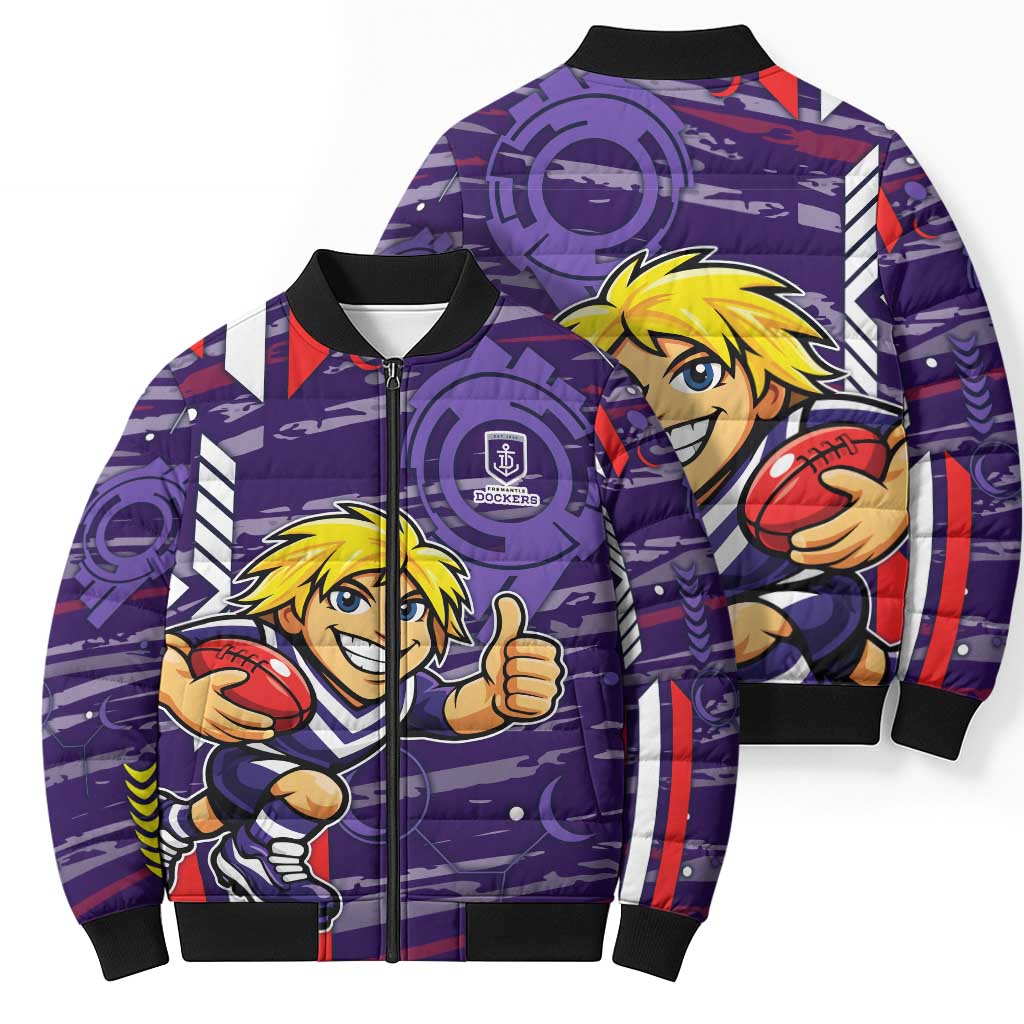 Fremantle Dockers Bomber Puffer Jacket Mascot Cartoon Football Illustration Style