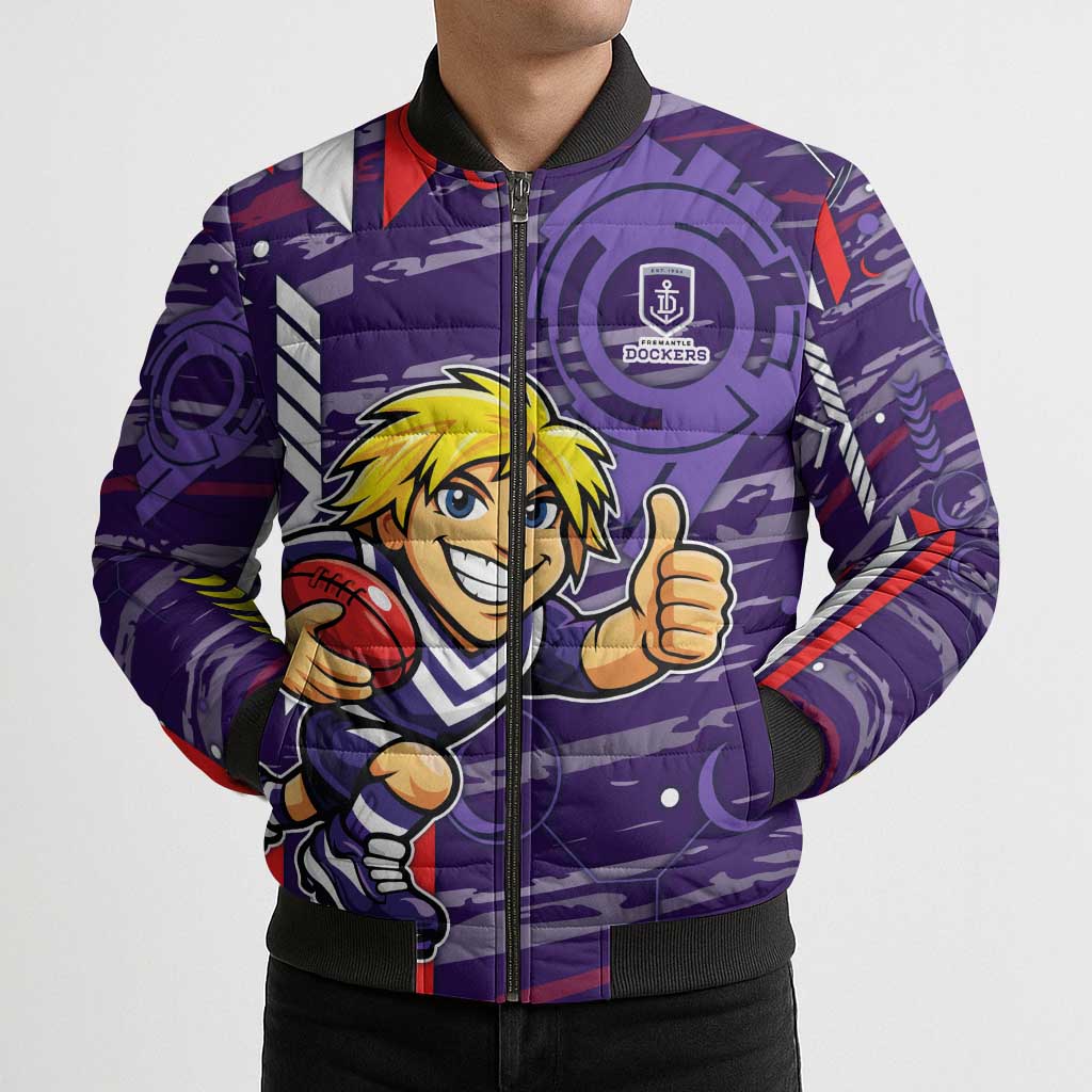 Fremantle Dockers Bomber Puffer Jacket Mascot Cartoon Football Illustration Style