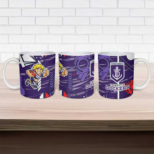 Fremantle Dockers Ceramic Mug Mascot Cartoon Football Illustration Style
