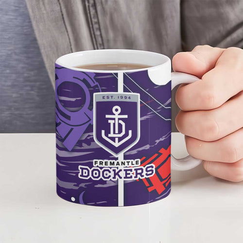 Fremantle Dockers Ceramic Mug Mascot Cartoon Football Illustration Style