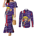 Fremantle Dockers Couples Matching Mermaid Dress and Long Sleeve Button Shirt Mascot Cartoon Football Illustration Style