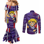 Fremantle Dockers Couples Matching Mermaid Dress and Long Sleeve Button Shirt Mascot Cartoon Football Illustration Style