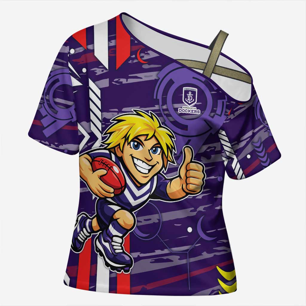 Fremantle Dockers Cross Shoulder Shirt Mascot Cartoon Football Illustration Style