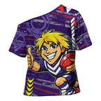 Fremantle Dockers Cross Shoulder Shirt Mascot Cartoon Football Illustration Style