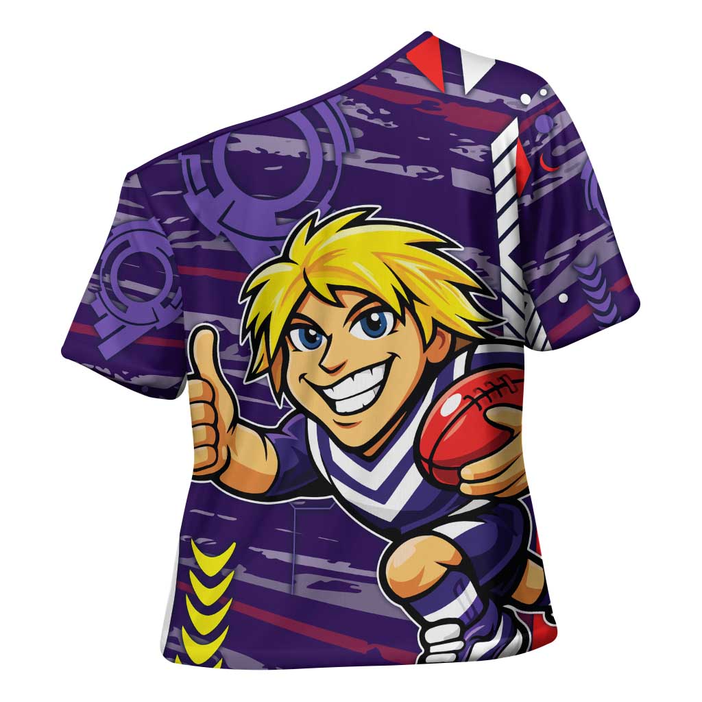 Fremantle Dockers Cross Shoulder Shirt Mascot Cartoon Football Illustration Style