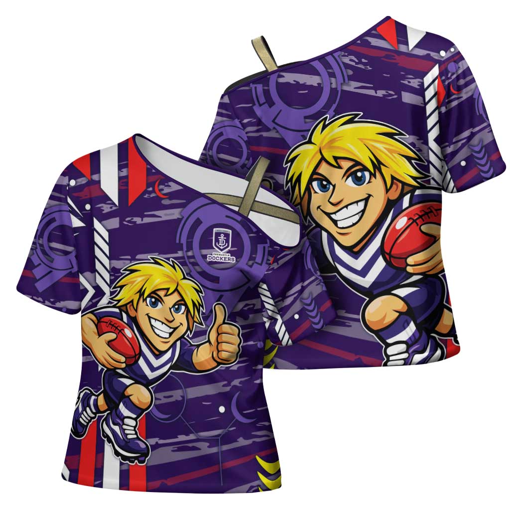 Fremantle Dockers Cross Shoulder Shirt Mascot Cartoon Football Illustration Style