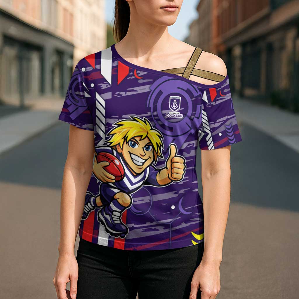 Fremantle Dockers Cross Shoulder Shirt Mascot Cartoon Football Illustration Style