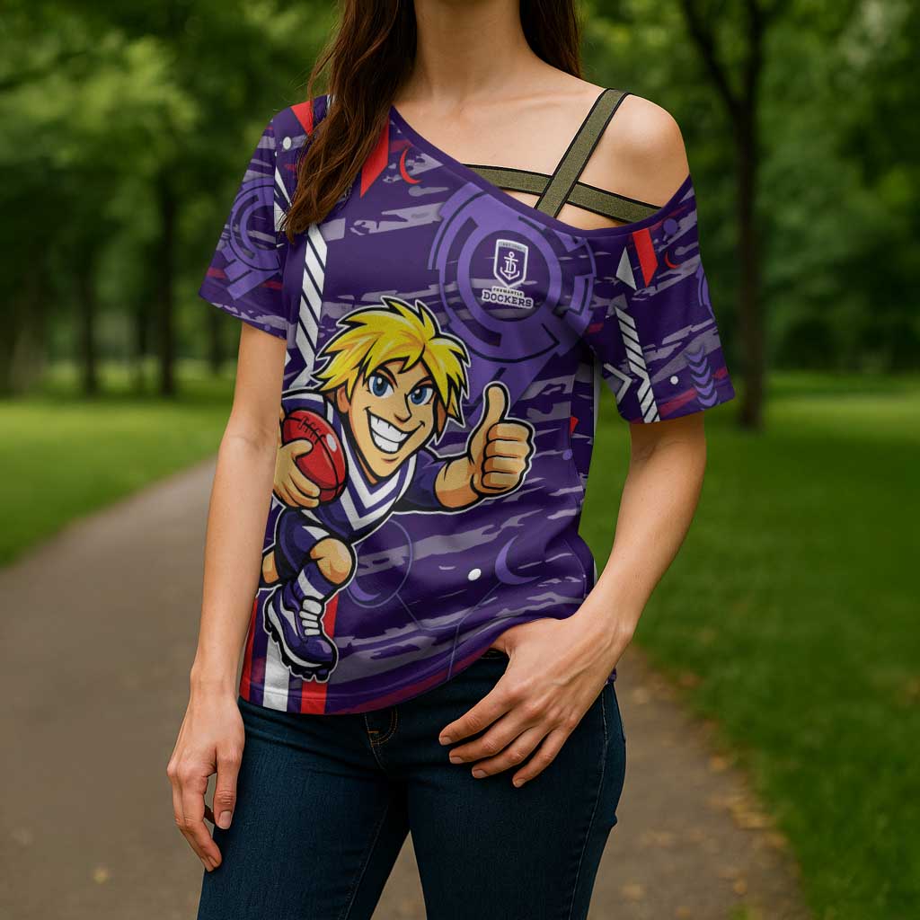 Fremantle Dockers Cross Shoulder Shirt Mascot Cartoon Football Illustration Style
