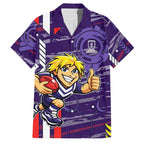 Fremantle Dockers Family Matching Long Sleeve Bodycon Dress and Hawaiian Shirt Mascot Cartoon Football Illustration Style