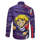 Fremantle Dockers Family Matching Off Shoulder Maxi Dress and Hawaiian Shirt Mascot Cartoon Football Illustration Style