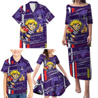 Fremantle Dockers Family Matching Puletasi and Hawaiian Shirt Mascot Cartoon Football Illustration Style
