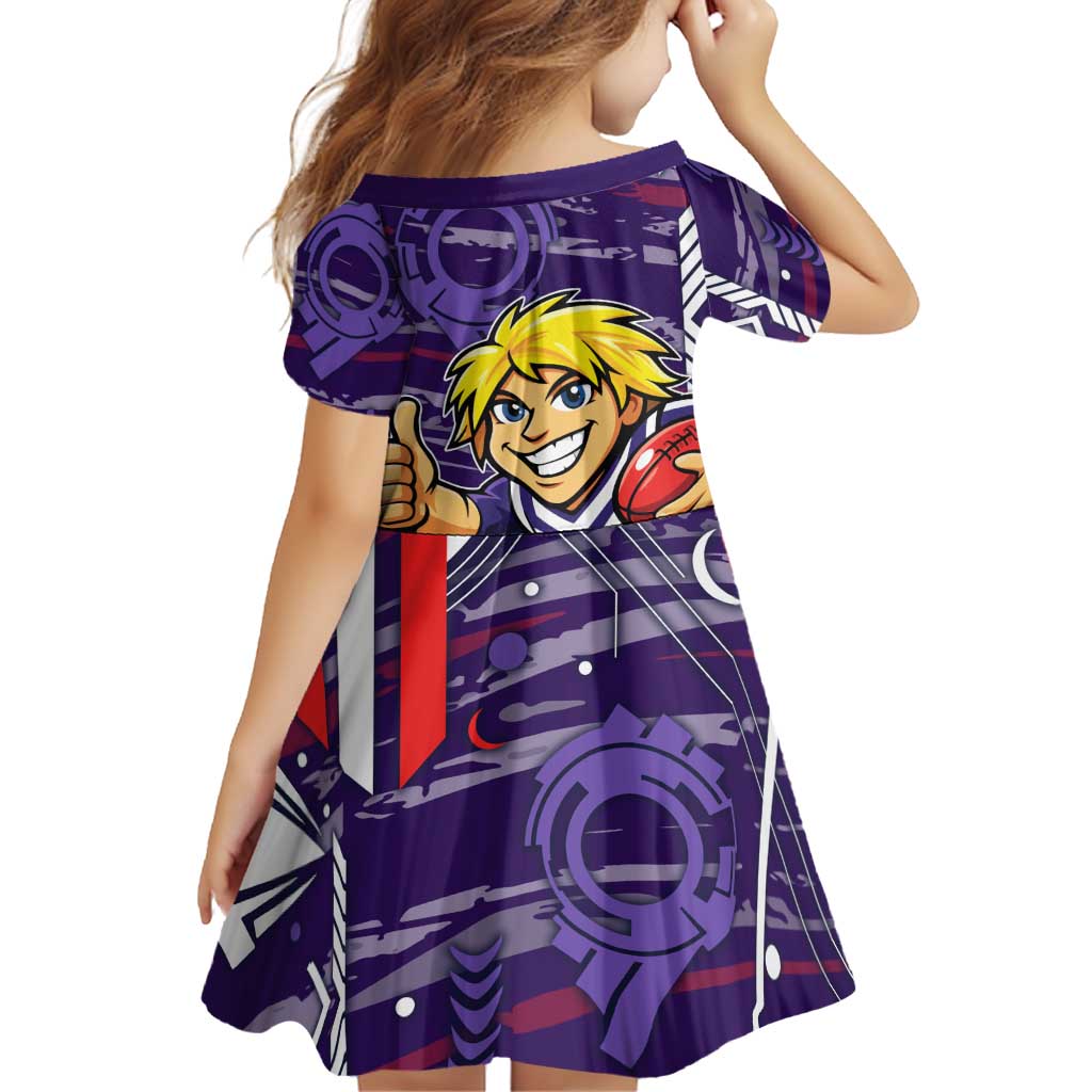 Fremantle Dockers Family Matching Puletasi and Hawaiian Shirt Mascot Cartoon Football Illustration Style