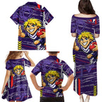 Fremantle Dockers Family Matching Puletasi and Hawaiian Shirt Mascot Cartoon Football Illustration Style