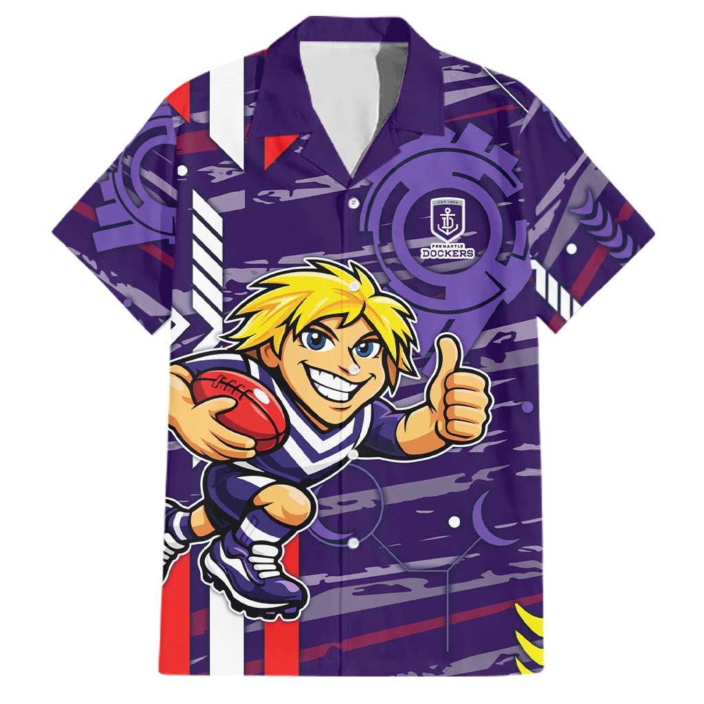 Fremantle Dockers Family Matching Puletasi and Hawaiian Shirt Mascot Cartoon Football Illustration Style