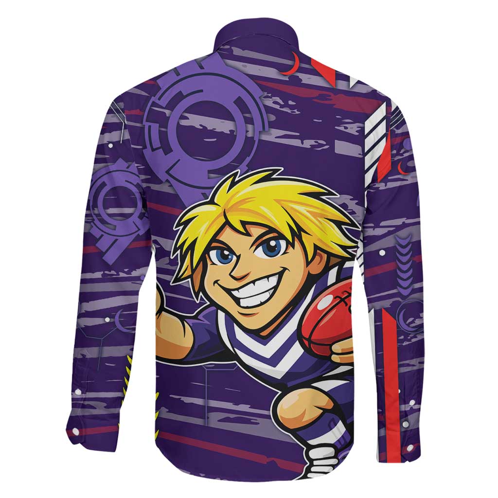 Fremantle Dockers Family Matching Puletasi and Hawaiian Shirt Mascot Cartoon Football Illustration Style